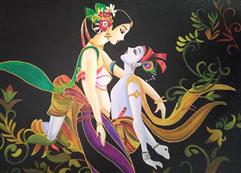 Acrylic Radha Krishna Painting
